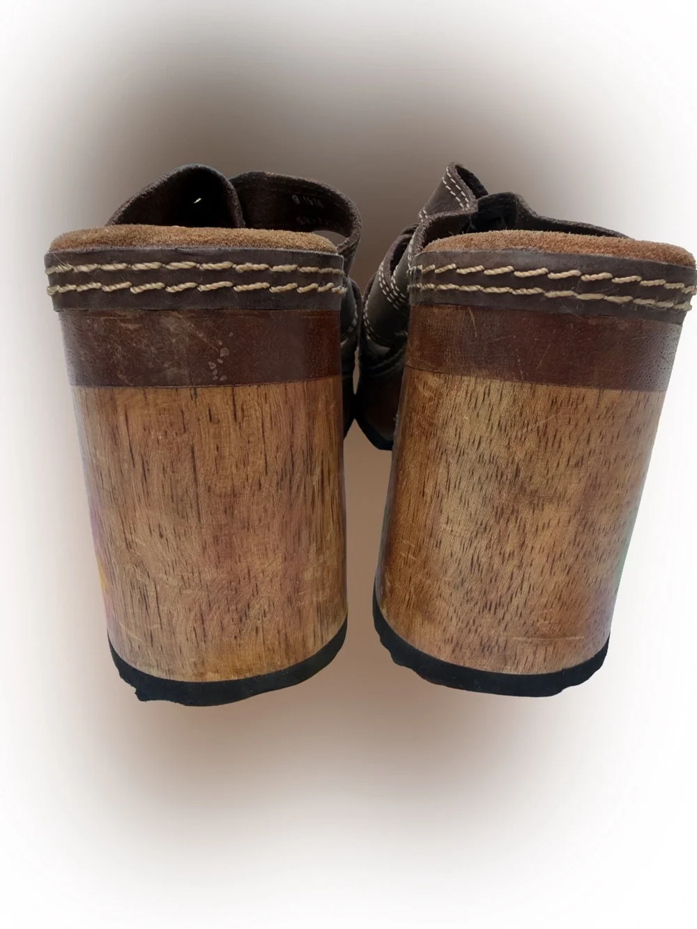 Candie's Vintage Y2K 90’s Leather Chunky Platform Wooden Block Heel- Size 8.5
